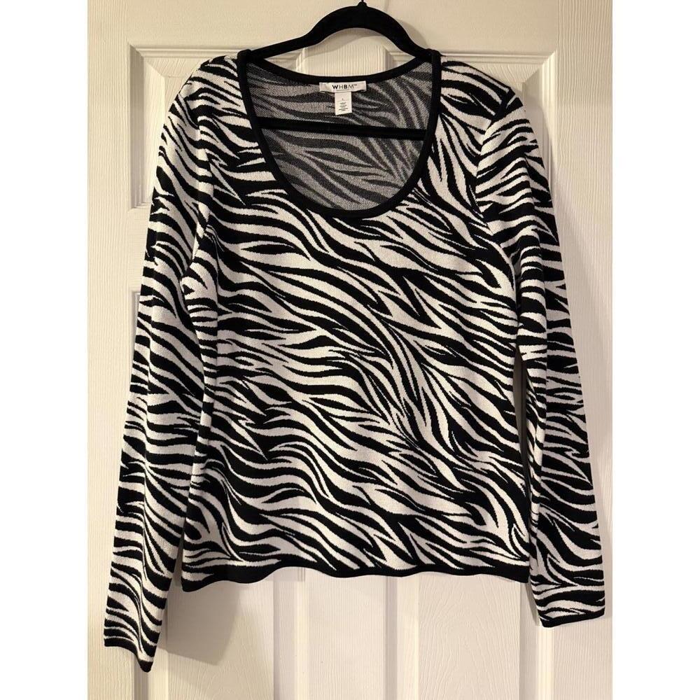 White House Black Market Zebra Print Sweater Size Large